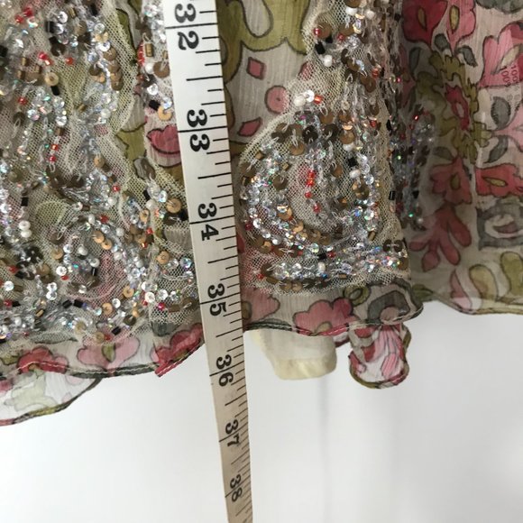 Rina Dhaka Sheer Mini Sleeveless Beaded Swing/Trapeze Dress - Picture 6 of 10